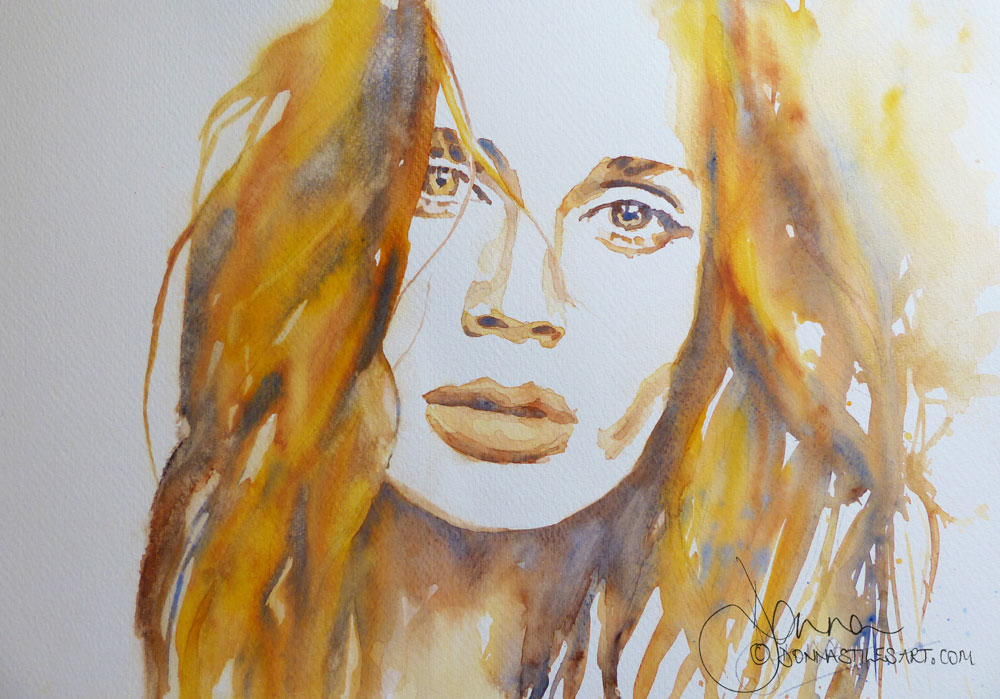 The warm, but playing with neutrals, colourful watercolour portrait. Perfect for painting a lion!