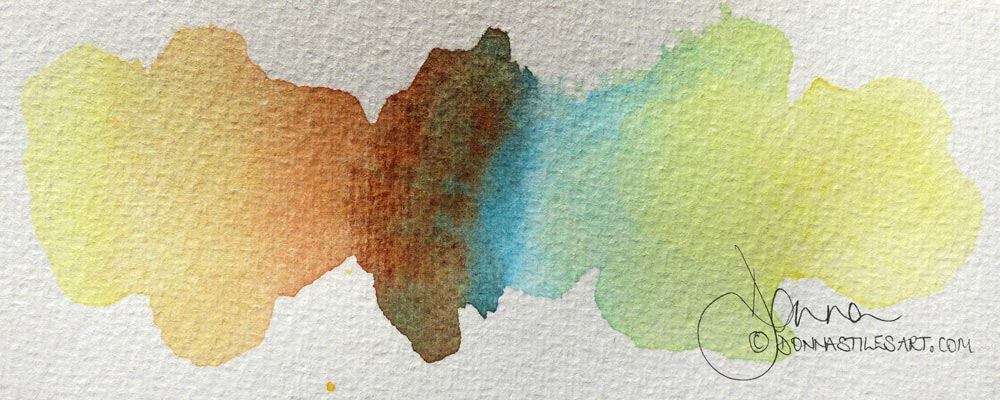 Swatch of the cool three colour watercolour combination to try.
