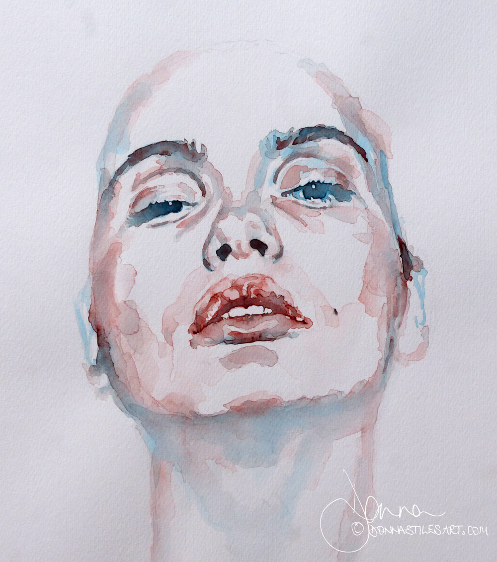 Watercolour portrait painting with a limited palette