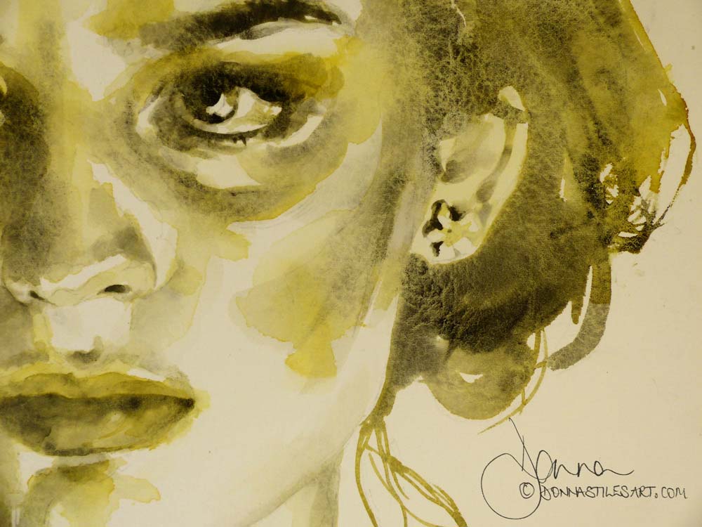 Green watercolour portrait