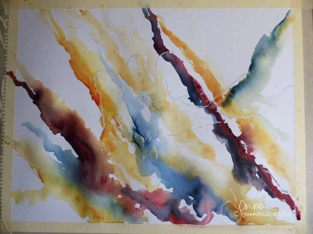 First expressive watercolour washes down