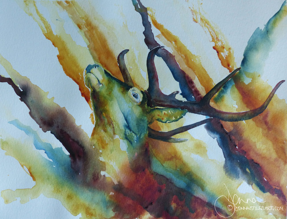 Watercolour stag
