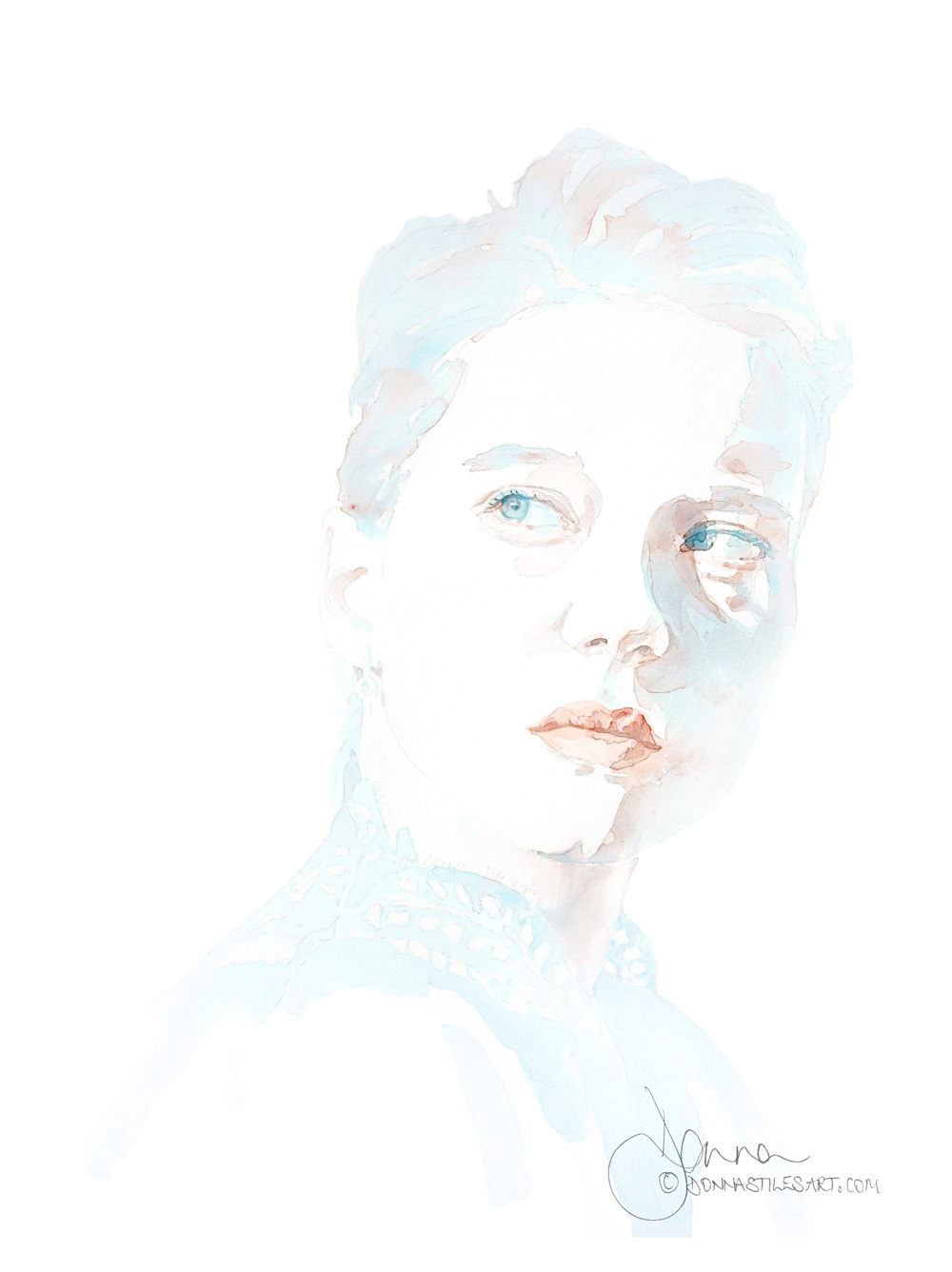 Minimalist watercolour portrait entitled Madeleine.