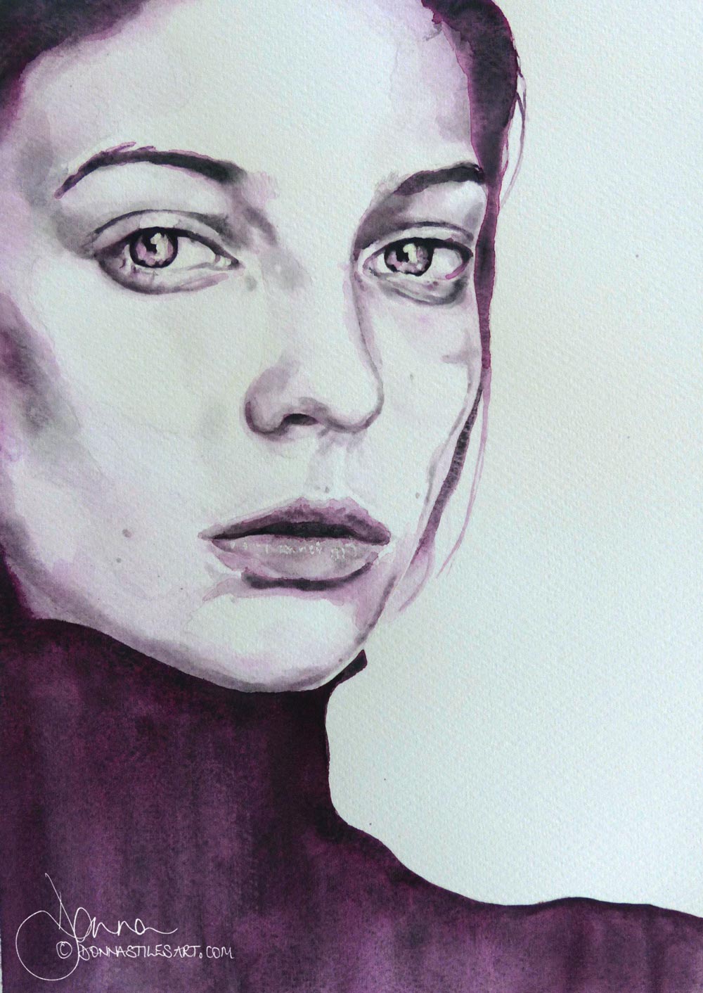 Monochromatic watercolor portrait