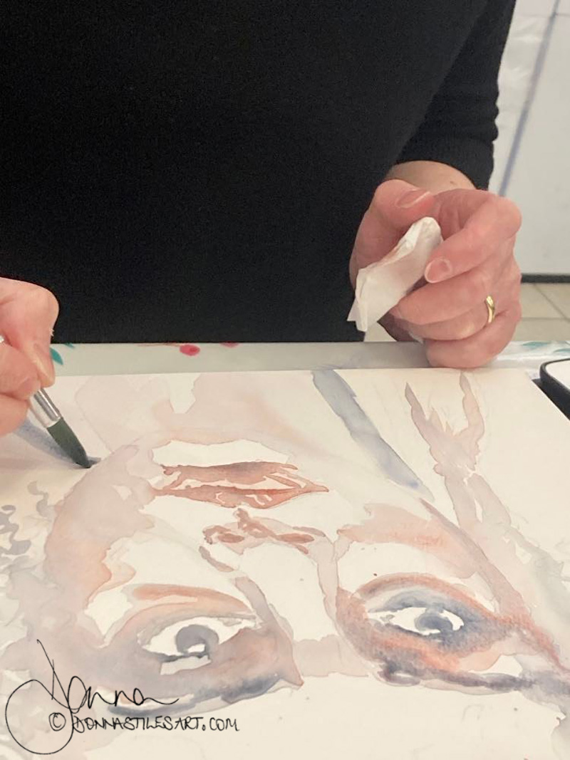 Painting a portrait in watercolour