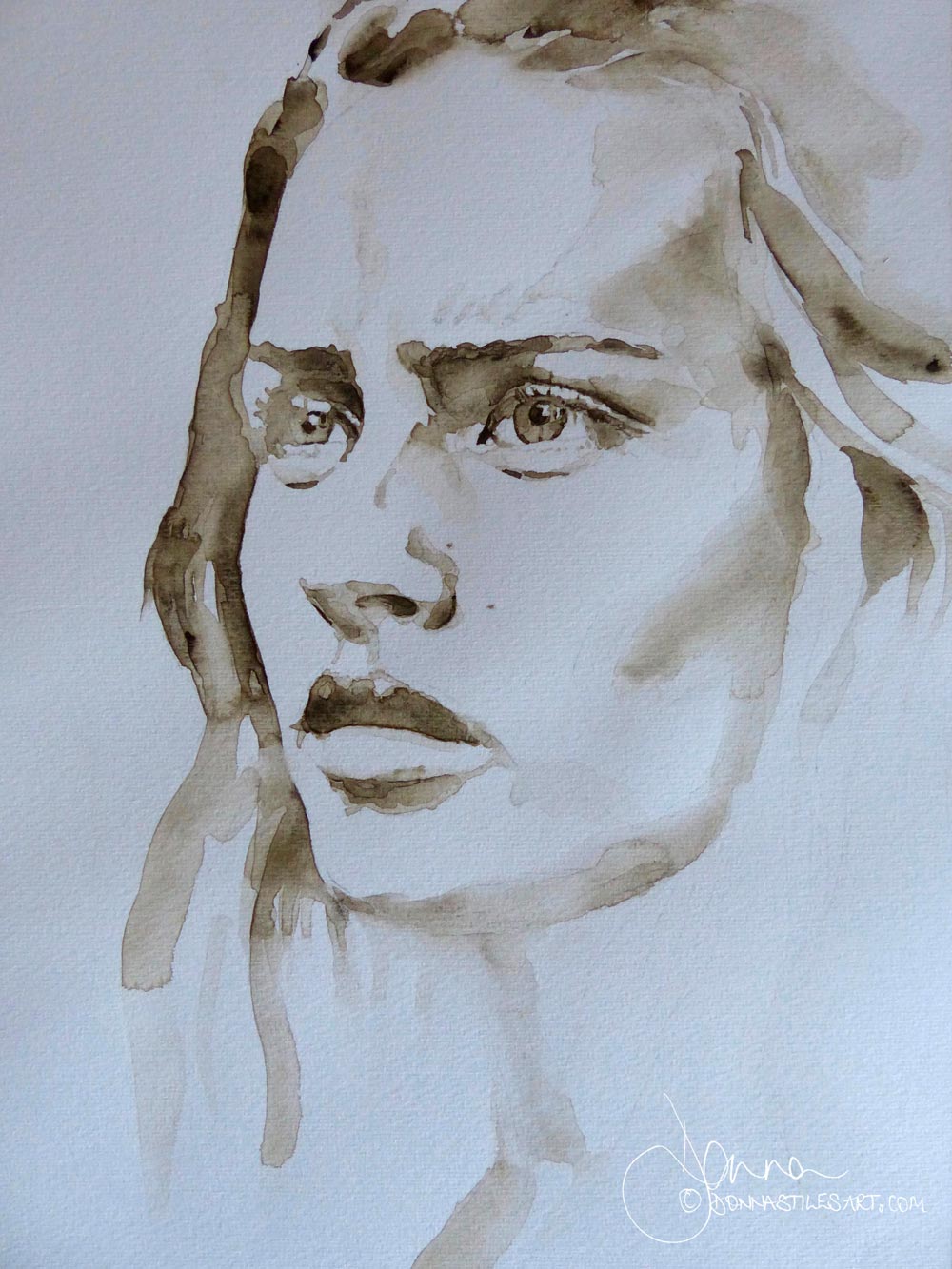 Sepia watercolour portrait